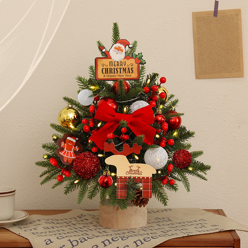 Decoración de Navidad mini pequeño árbol de Navidad decoración con iluminación de escritorio pe árbol de Navidad pequeño Paquete luminoso