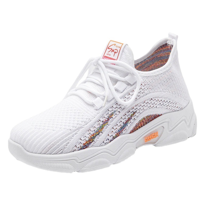 Zapatos de Mujer, Primavera-Otoño 2025, Estilo Coreano, Tenis Modernos con Suela Gruesa, Aumentan la Estatura, Casuales, Transpirables, de Punto