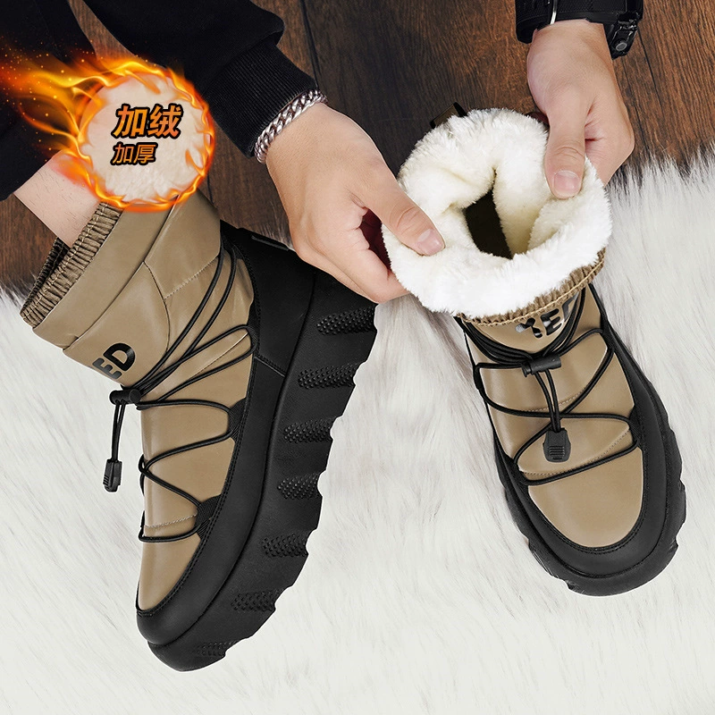 Зимние ботинки на толстой подошве, новая модель 2025 года, мужские, с бархатной подкладкой, теплые, для улицы, доставка.