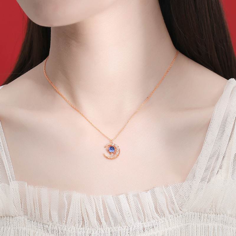 2021 new pattern Moonlight Necklace Aurora Moonstone Pendant ins clavicle Necklace goods in stock