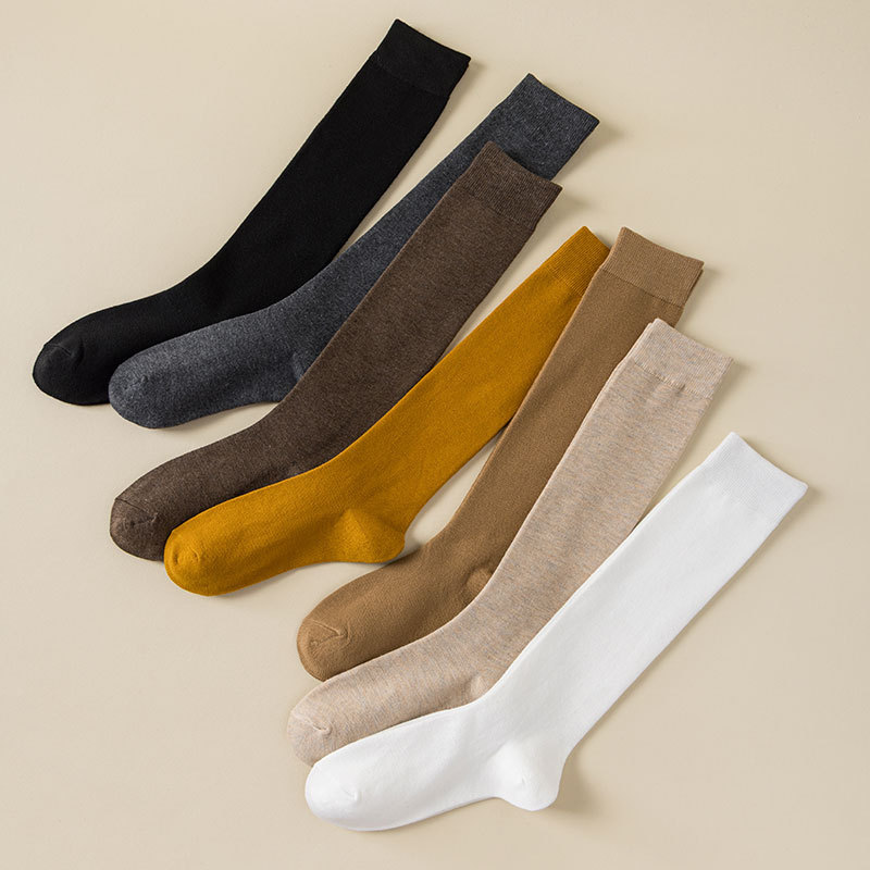 Cross-Border Micro-Pressure Calf Socks, Solid Color Versatile Jk Academy Style Long Knee-High Women's Socks, Slimming Long Socks for Women in Autumn and Winter Cross-Border Micro-Pressure Calf Socks, Solid Color Versatile Jk Academy Style Long Knee-High Women's Socks, Slimming Long Socks for Women in Autumn and Winter