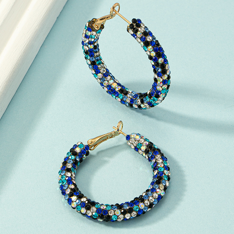 1 Pair Fashion Geometric Arylic Plating Rhinestones Women's Hoop Earrings display picture 2