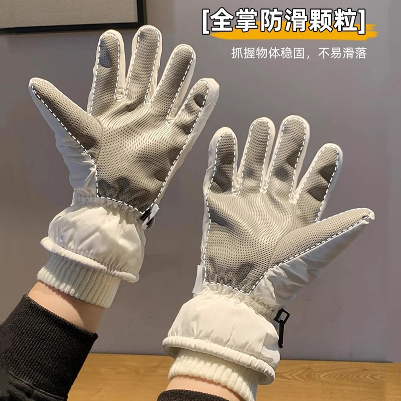 新しい女性用スキーグローブ、冬用ベルベットと厚みのあるサイクリング防風性と暖かい漫画のかわいいタッチスクリーン防寒手袋|undefined