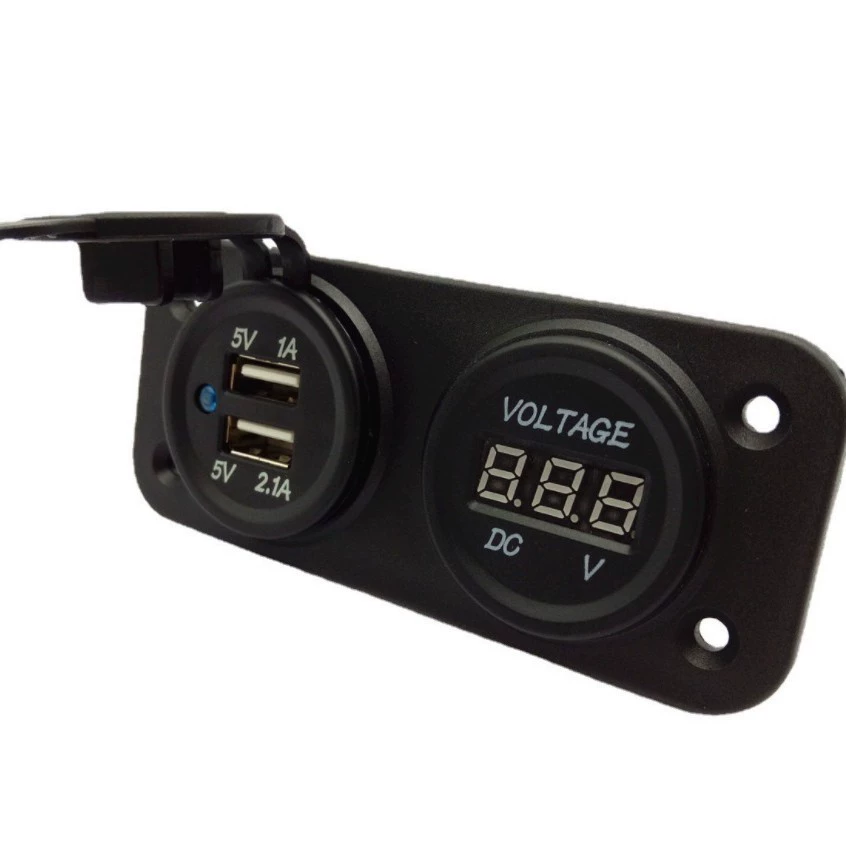 Автомобильное зарядное устройство с двумя портами USB 3.1A, цифровым дисплеем вольтметра, 12В-24В автомобильное зарядное устройство с цифровым дисплеем