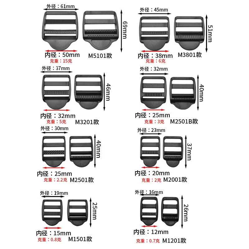 Manufacturer in stock wholesale plastic adjustment number buckle four-speed buckle backpack adjustment buckle school bag buckle