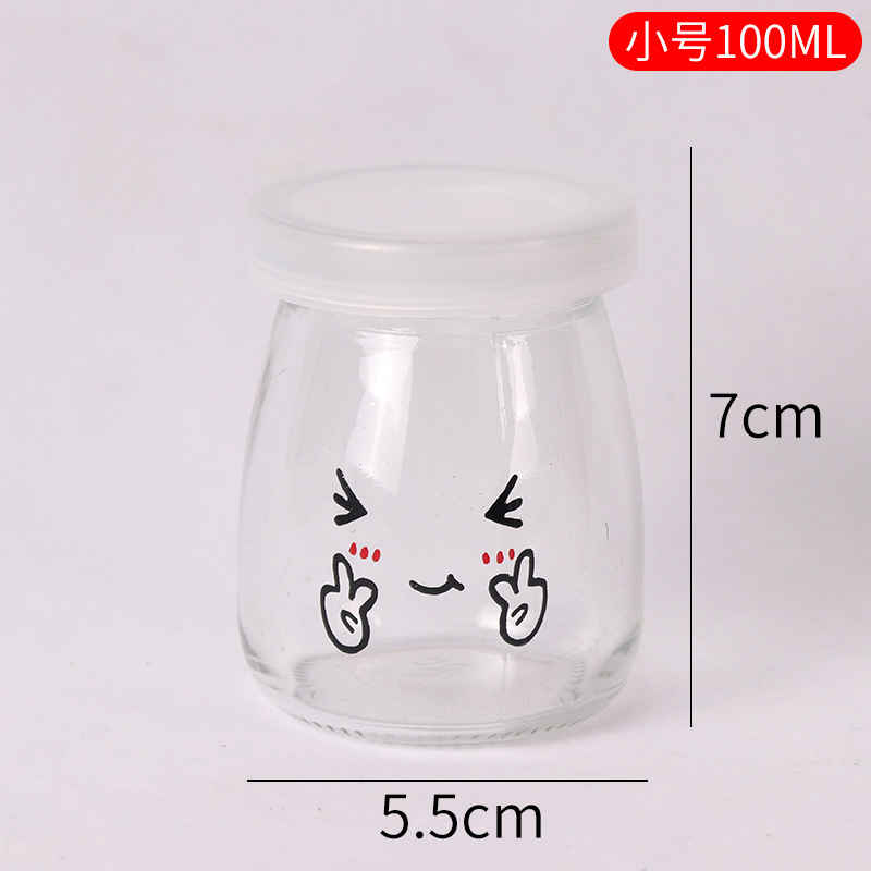 Vaso para pudín con tapa, botella de vidrio para pudín, tarro de miel, gelatina, vaso para mousse de leche de doble capa, vaso para yogur, patrones creativos al por mayor