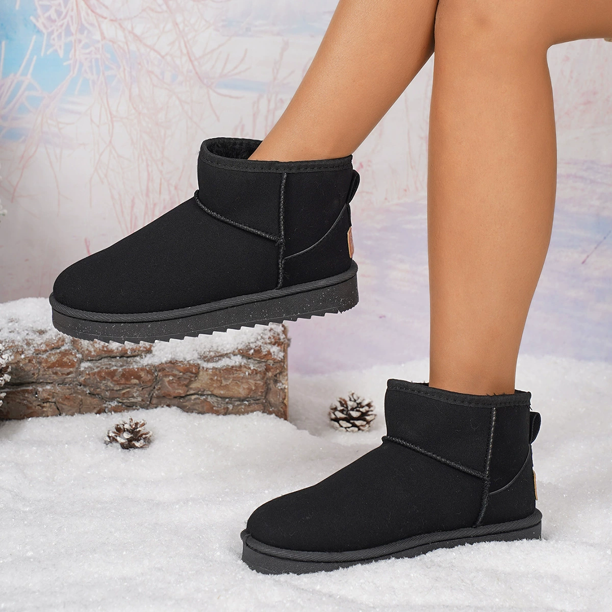 Зимние бархатные хлопчатобумажные туфли, модные высокие зимние ботинки, универсальные износостойкие теплые туфли, уличная морозостойкая повседневная женская обувь.