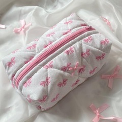 日系蝶結びピンク化粧バッグかわいい少女心化粧品収納バッグ旅行随行バッグ