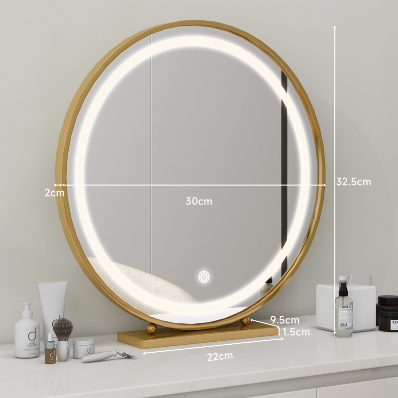 Espejo de vestir redondo espejo de vestir lujoso dormitorio escritorio dormitorio de estudiantes escritorio hierro forjado espejo de vestir espejo de vestir