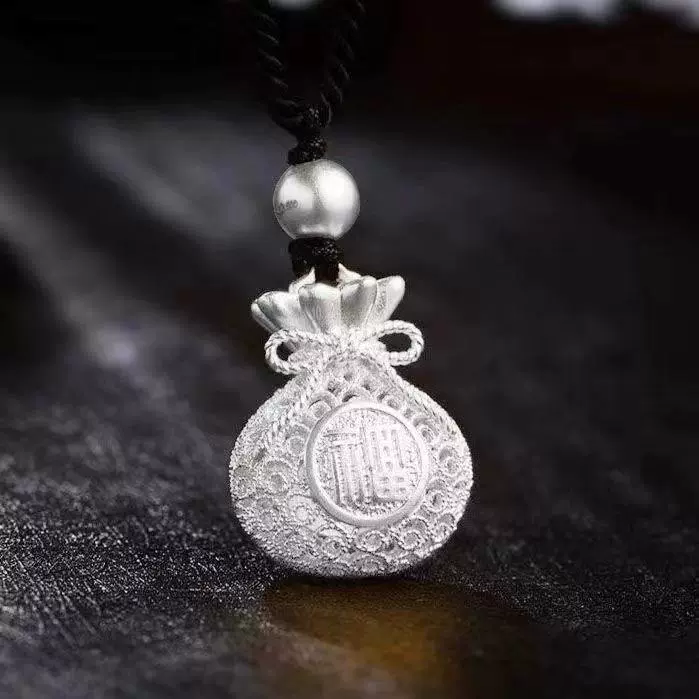 Серебряная сумка для денег в китайском стиле, подвеска-счастливая сумка, ожерелье, подвеска-счастливая сумка на удачу, прямая трансляция, производитель товаров для благосостояния, оптовая продажа