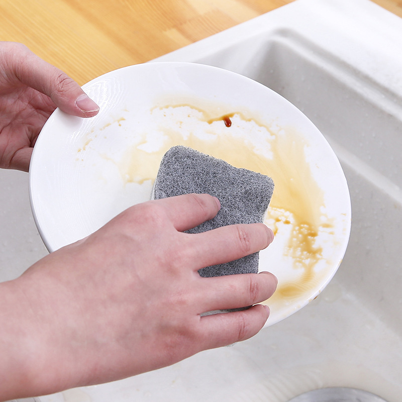 キッチン食器洗い用スポンジ、掃除用品、耐久性のある油汚れ除去たわし、両面掃除用スポンジブラシ|undefined