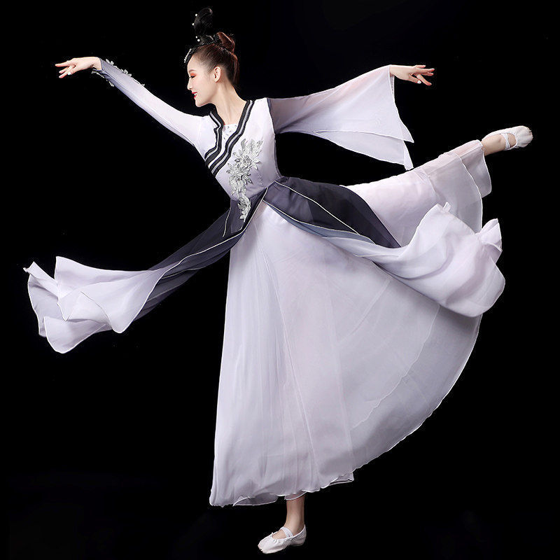 古典舞演出服女飘逸水墨汉服仙女中国风伞舞蹈服装表演服独舞套装