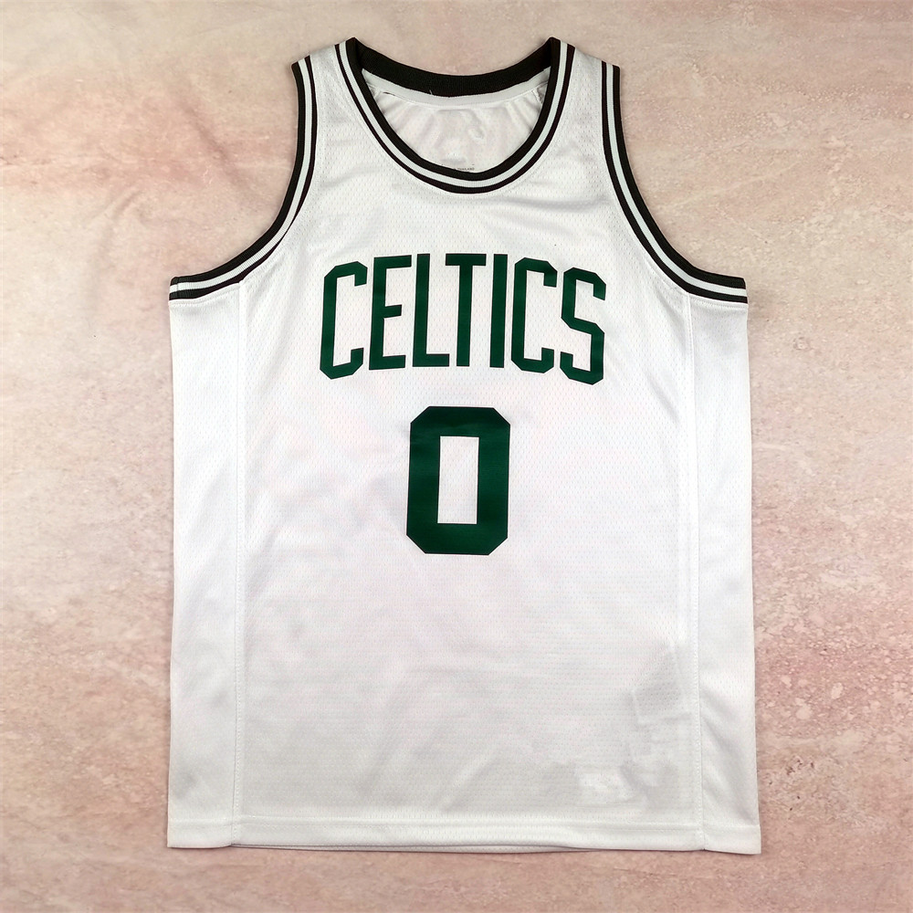 Wholesale Kidsren's Heat Press Celtics 0 # Tatum White Boston Celtics Jersey Basketball Uniform