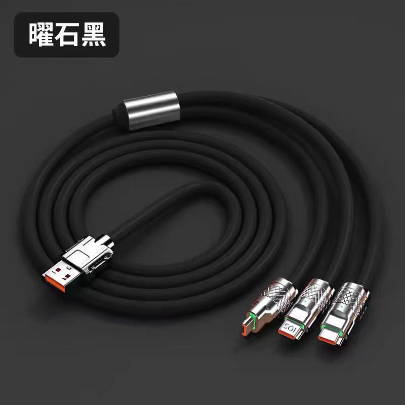 120W de aleación de zinc uno-a-tres cable de datos super rápido cable de carga para Huawei Apple Android fábrica al por mayor