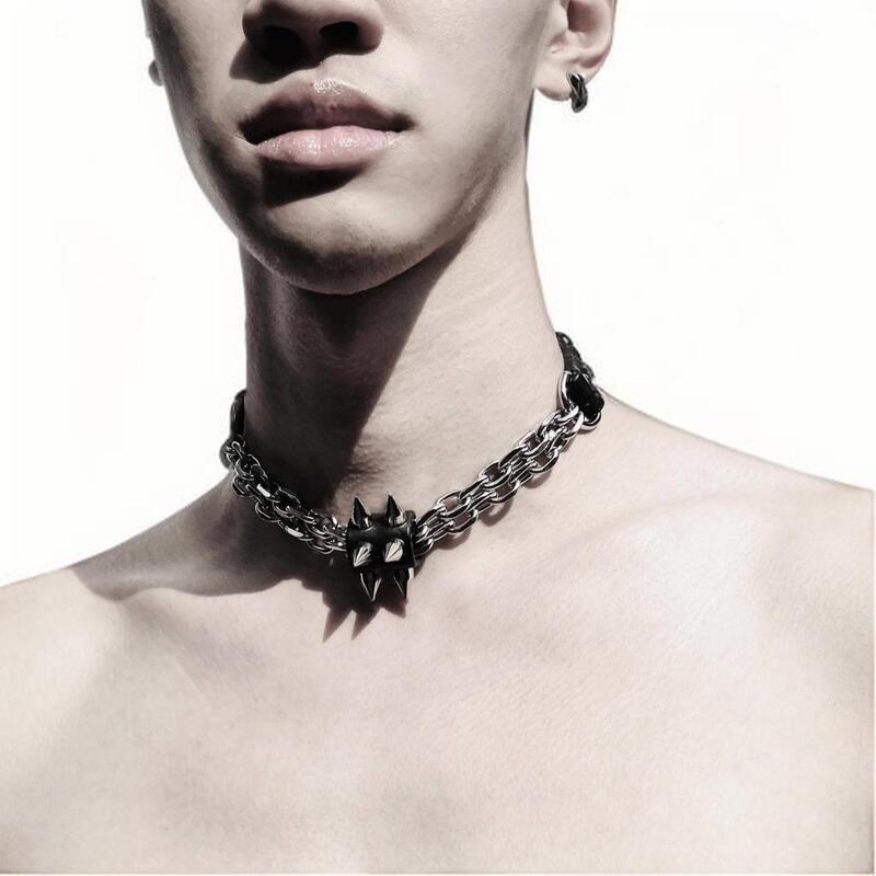 Punk Necklace Fashion All-match Collar Chain Gothic Crazy Collar Men's and Women's High-end Necklace Spiked Chain