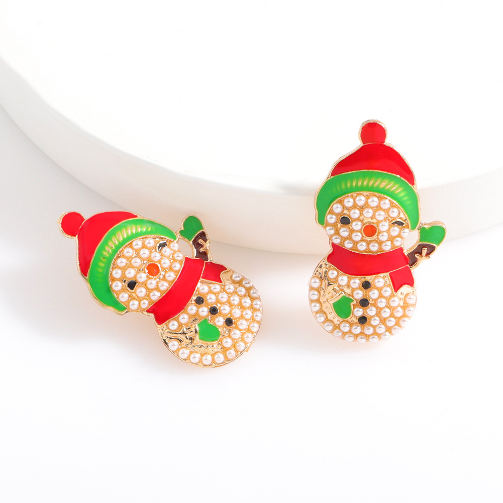 Christmas day earrings fashion new trend line alloy rhinestone shiny cartoon earrings