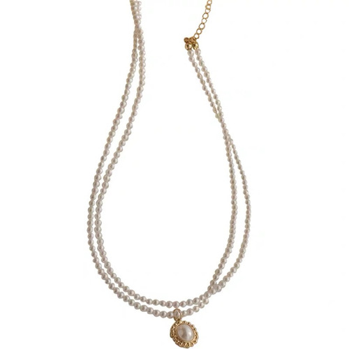 Elegant Retro French Double Pearl Necklace for Women, Instagram Influencer Lockchain, Simple and Unique Design, Necklace Accessory