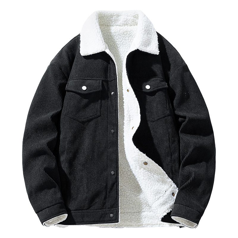 Cross-Border Autumn and Winter New Style Velvet Warm Corduroy Jacket Men's Trendy Lapel Cashmere Jacket Loose and Casual Cross-Border Autumn and Winter New Style Velvet Warm Corduroy Jacket Men's Trendy Lapel Cashmere Jacket Loose and Casual