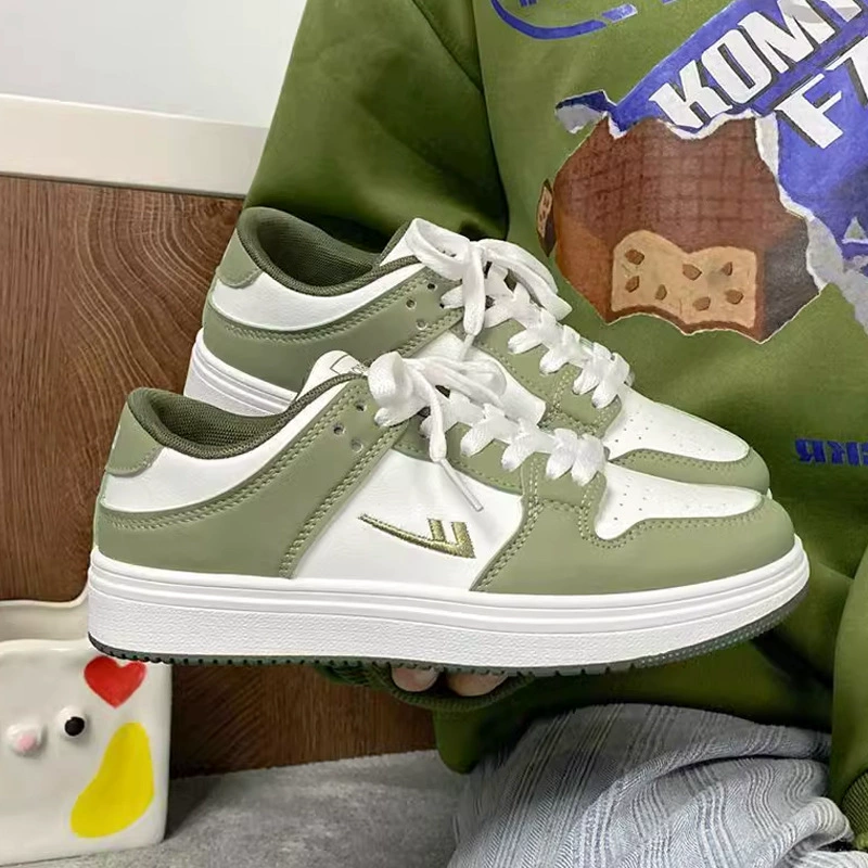 Фирменные туфли для женщин, универсальные студенческие туфли зеленого и белого цвета авокадо, весна 2024, новая пара повседневных туфель для мужчин