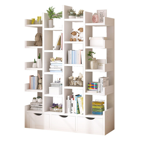 Simple bookshelf, simple picture book rack, floor-standing storage rack, living room storage cabinet, home bookcase, wall-mounted multi-layer storage rack