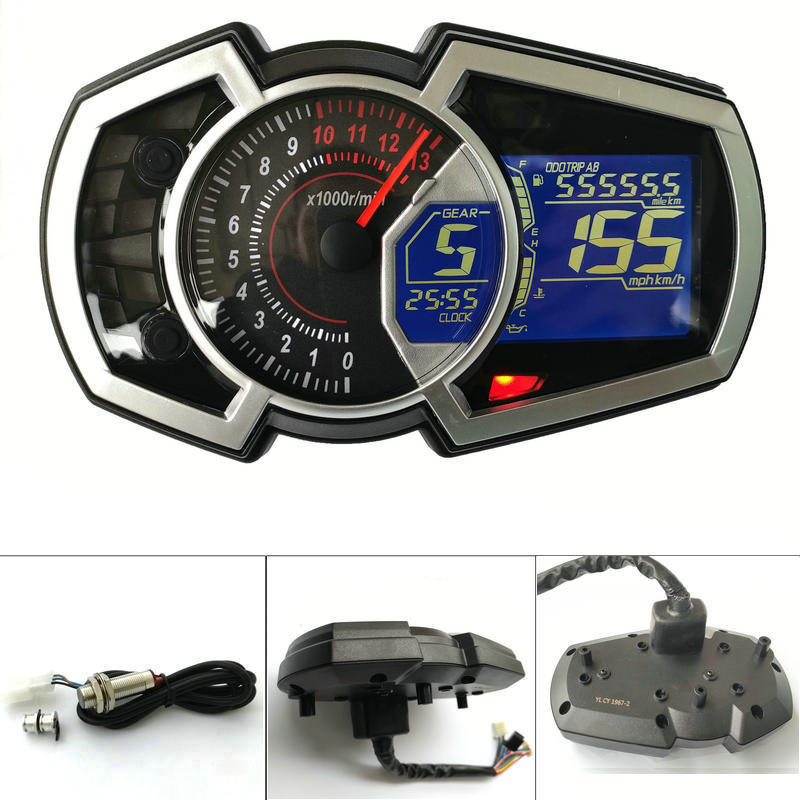 Cross-Border Wholesale Motorcycle Modification Instrument Assembly Ninja 650 Lcd Speed, Rpm, Water Temperature, 1-4 Cylinder Digital Display