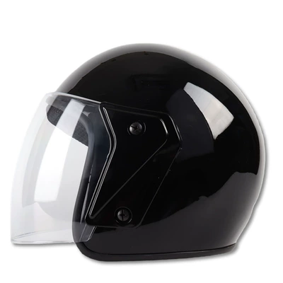 Motorcycle Safety Supplies | Safety Half Helmet - solid-color-bright-black