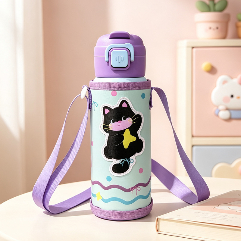 Dibujos animados 316 acero inoxidable doble bebida creativa para niños termo taza de agua de paja de asta regalo de coche portátil al por mayor image 36