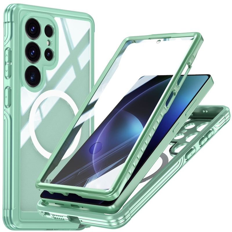 Samsung s25ultra 携帯電話ケース 9H ガラス 360° 全面保護 落下防止 衝撃吸収 傷防止 磁気充電対応ケース|undefined