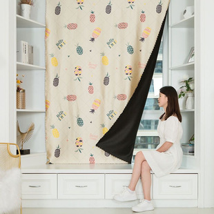 Velcro Curtain Simple Shading Cloth Hole-free Installation Shading Window Shading Bedroom Self-adhesive Short Window Free Shipping