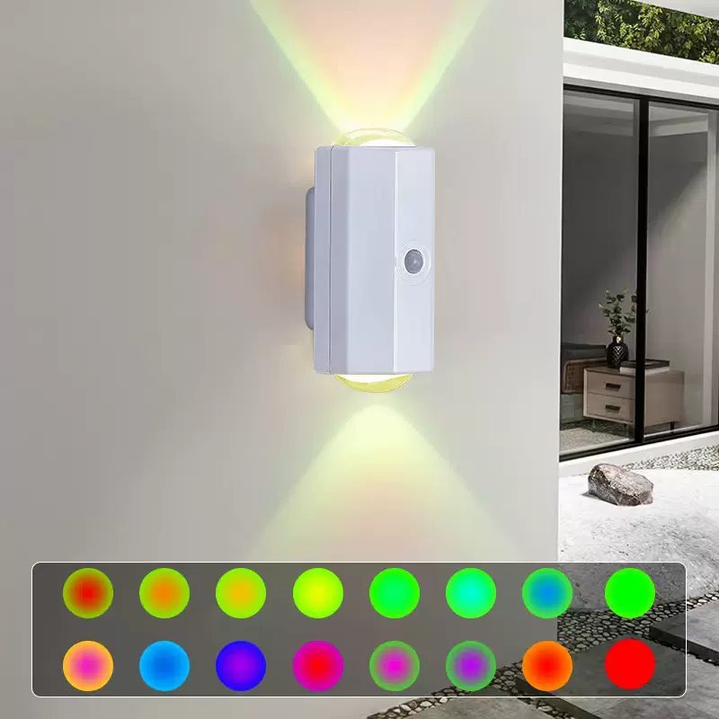 跨境充电感应壁灯磁吸灯无线壁灯免打孔八角壁灯室内感应壁灯