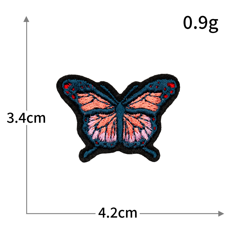 Pegatinas de tela de bordado de mariposa de color, sin costura, bordado por computadora, accesorios de ropa de bricolaje, pegatinas decorativas, pegatinas de parche, personalización al por mayor