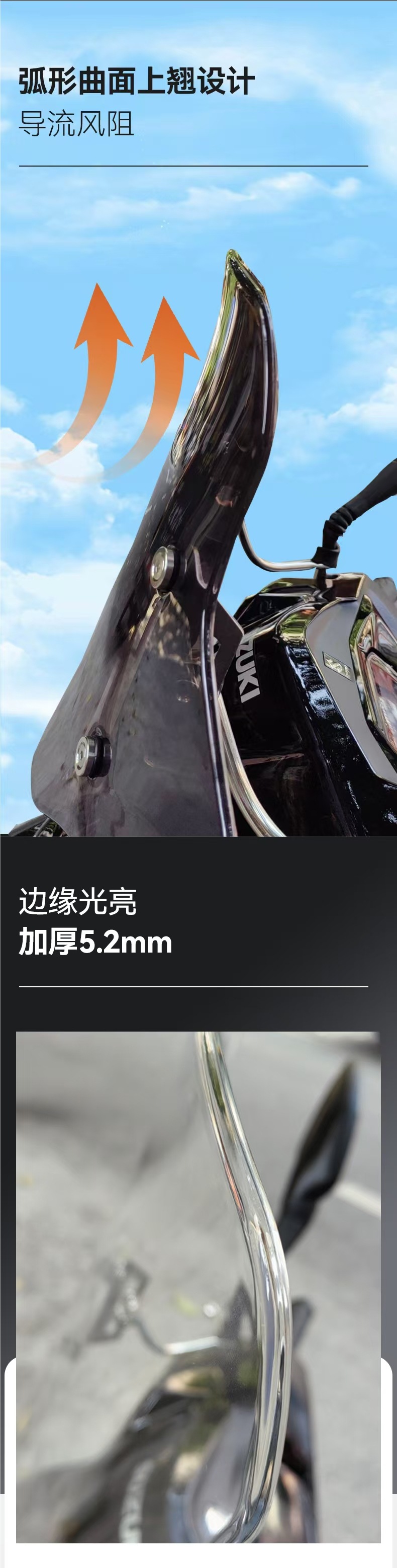 Suitable for Suzuki Uy125 Windshield Haojue Afr125 Windshield Hong 125 Motorcycle Windshield Pc Windproof