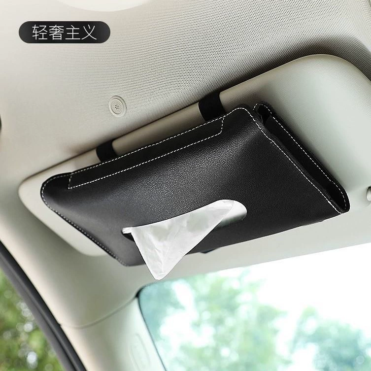 Держатель для салфеток на солнцезащитный козырек автомобиля, кожаный чехол для салфеток на солнцезащитный козырек, органайзер для салфеток в подлокотник автомобиля, мультяшный автомобильный аксессуар
