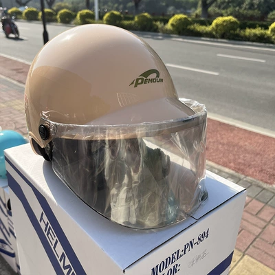 Half Helmet Summer Helmet Sunscreen Electric | Motosiklet dəbilqələri - one-size-fits-all-milk-tea-apricot-color-standard-light-tea-lenses