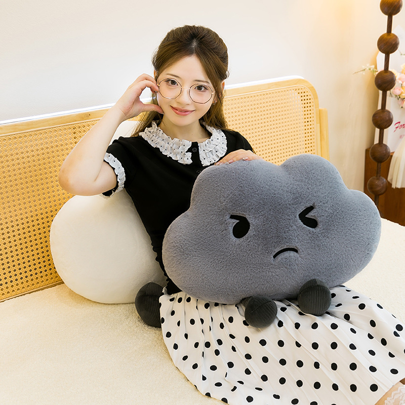 New creative mood cloud plush pillow, cute cloud sleeping companion toy, no worries, no unhappiness pillow