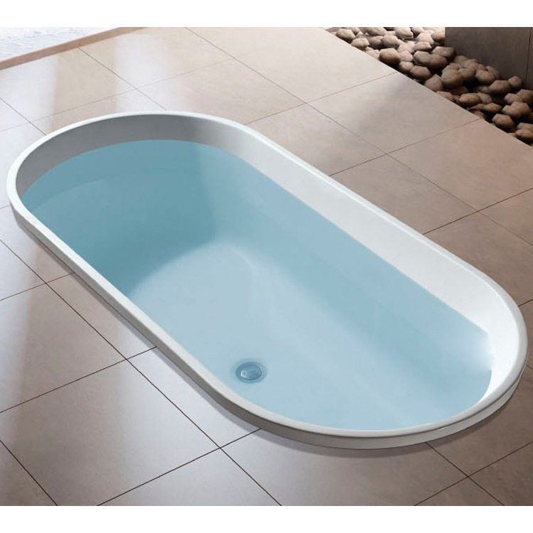 Integrado bañera de acrílico hogar adulto bañera Oval pequeño apartamento surf bañera ingeniería Hotel
