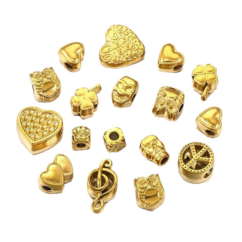 Acero de titanio fundido amor amor intercalador accesorios de joyería pulsera cuentas arco cuentas de cráneo accesorios de joyería DIY