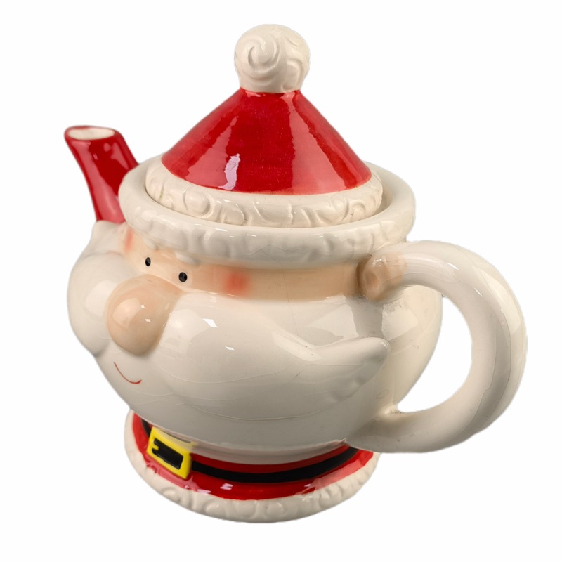 Cerámica Santa tetera Santa tetera de agua serie de platos de Navidad tetera de leche hecha a mano