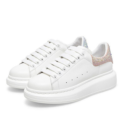 2021 new pattern White shoes The thickness of the bottom Simplicity Rhinestone Color matching motion Casual shoes Flat bottom skate shoes AY981AM1