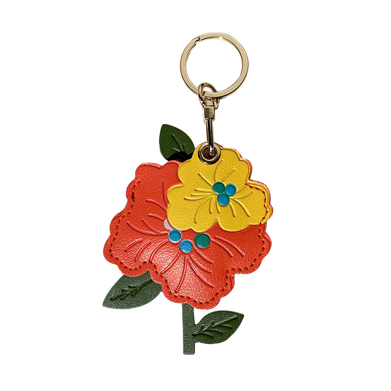 Venta caliente transfronteriza flor de durazno cuero control de acceso funda de tarjeta localizador funda protectora llavero colgante de regalo llavero