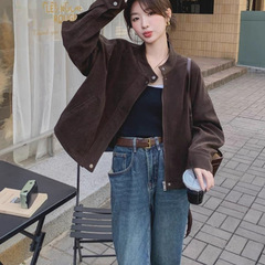 又a又飒美拉德麂皮绒短外套女春季2025新款韩系气质休闲复古夹克