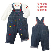 童装 男女儿童卡通卡通满刺绣小汽车背带裤长裤牛仔裤