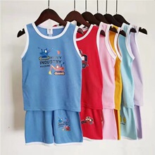 宝宝夏季衣服男童女童背心套装两件套短袖外贸出口摆摊服装货源