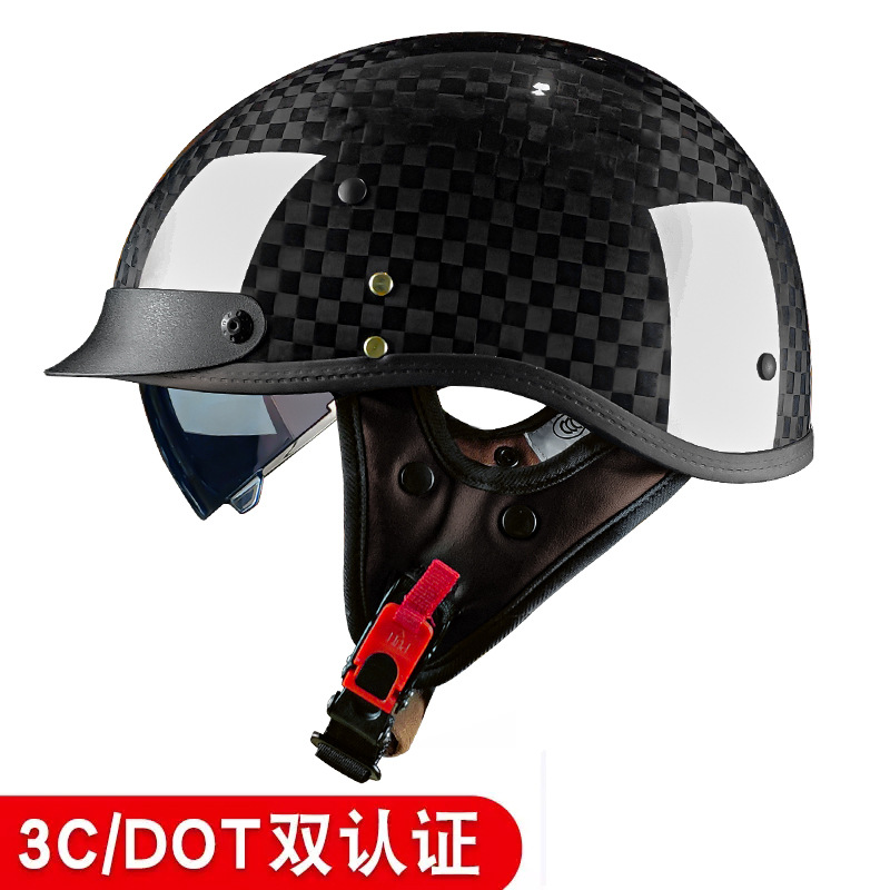 3C certificado medio casco de fibra de carbono de la motocicleta de los hombres de la motocicleta de las mujeres retro verano coche eléctrico primicia casco fábrica al por mayor