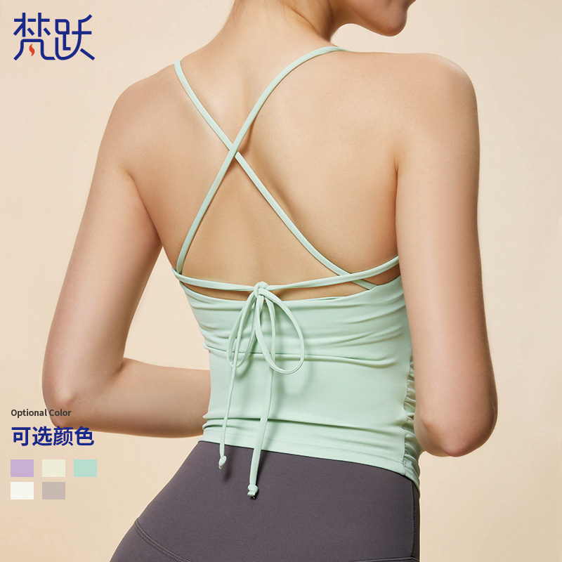 Nueva Cruz delgada correa de hombro deportes yoga chaleco que adelgaza la cintura pequeña taza fija sujetador fitness running ropa interior para las mujeres