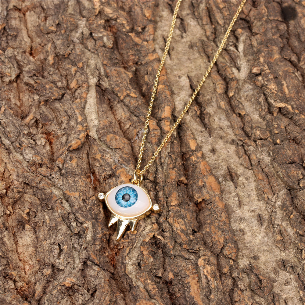 devilu0027s eye micro zircon pendant copper necklace wholesale nihaojewelry