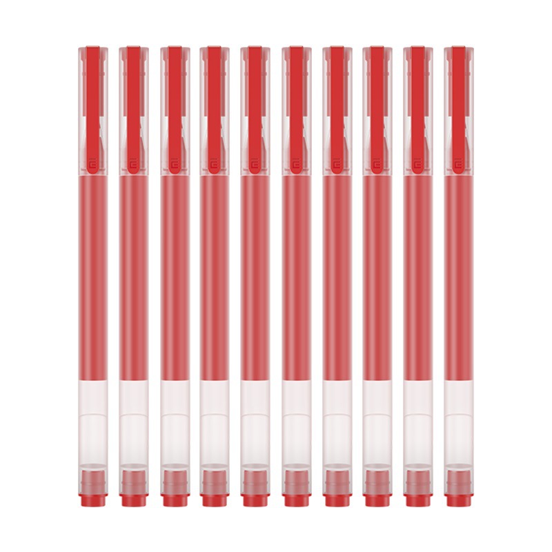 小米中性笔 10支装按压式0.5mm办公签字笔考试专用巨能写黑色红色