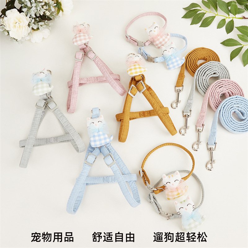 Suministros para mascotas transfronteriza nueva anti-rotura ajustable antideslizante gato cuerda correa de pecho perro cuerda chaleco gato tracción cuerda