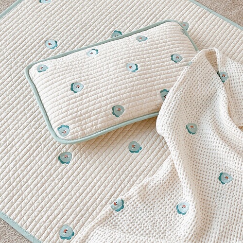 ins style infant quilted pillow core animal embroidery children baby summer mesh pure cotton breathable sweat-absorbent pillow