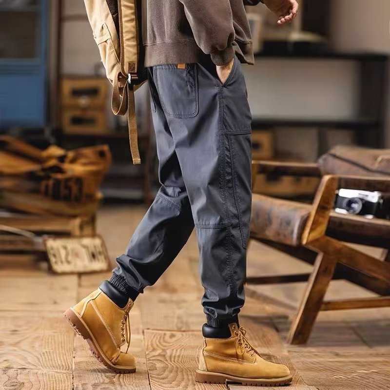 Multi-Bolsillo overoles hombres marca de moda japonesa más el tamaño de los pantalones sueltos atados al tobillo de primavera y otoño pantalones casuales de trabajo al aire libre